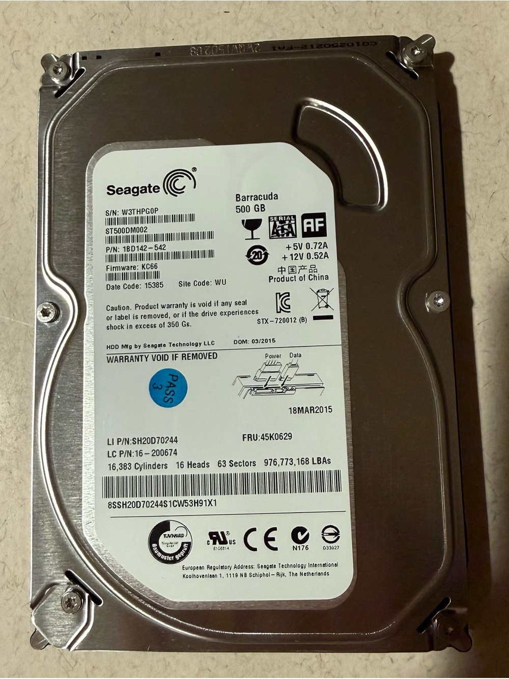 NEW Seagate Barracuda 500 GB Internal Hard Disk Drive (HDD) - Model: ST500DM002